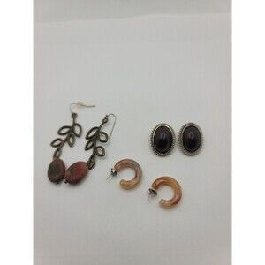 Brown Earrings Pierced Lot of Three